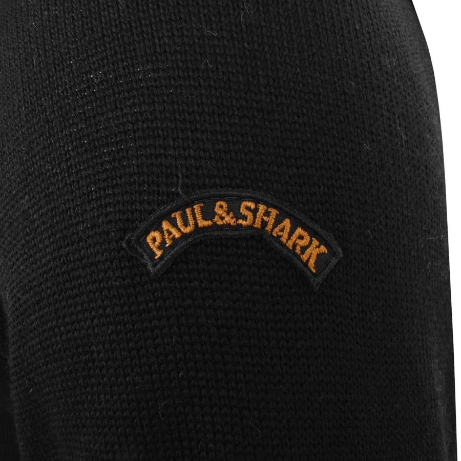 Paul Shark Wool Sweater with Contrasting Profiles Man Black Size L